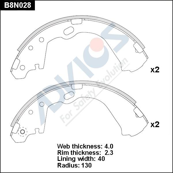 Advics B8N028 - Kit ganasce freno autozon.pro