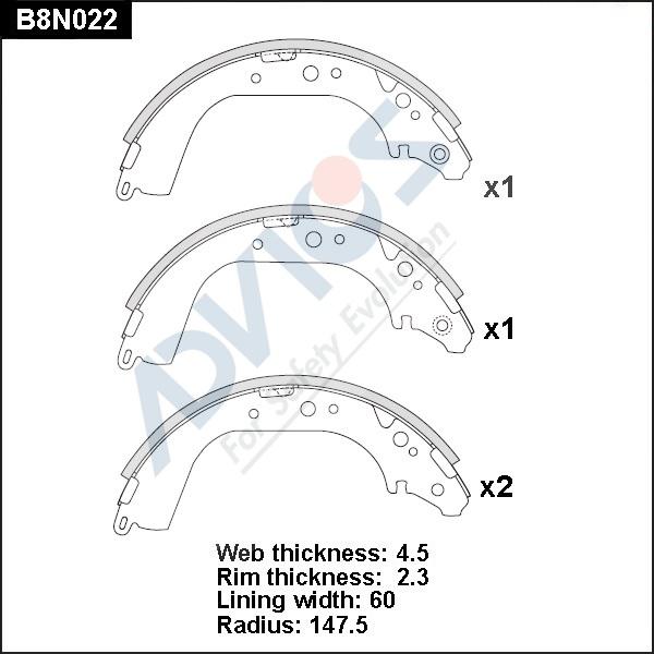 Advics B8N022 - Kit ganasce freno autozon.pro