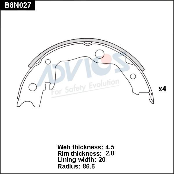 Advics B8N027 - Kit ganasce freno autozon.pro