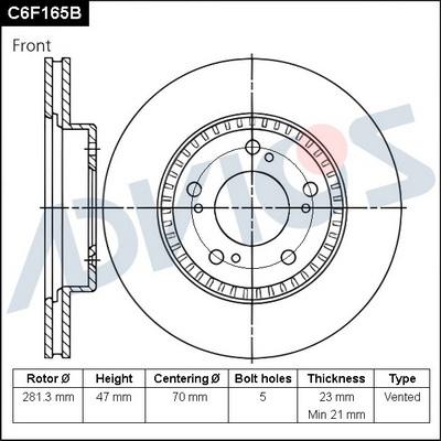 Advics C6F165B - Discofreno autozon.pro