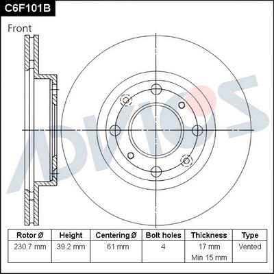 Advics C6F101B - Discofreno autozon.pro