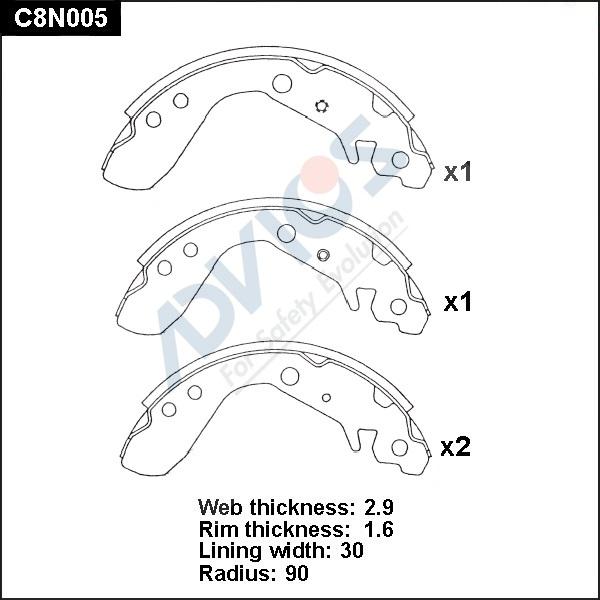 Advics C8N005 - Kit ganasce freno autozon.pro