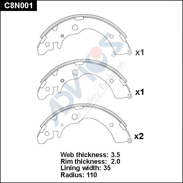 Advics C8N001 - Kit ganasce freno autozon.pro