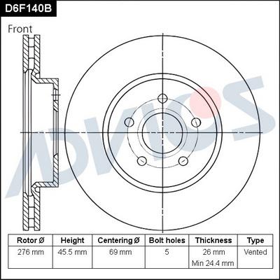 Advics D6F140B - Discofreno autozon.pro