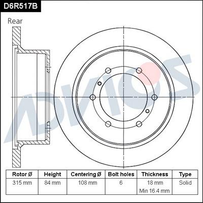 Advics D6R517B - Discofreno autozon.pro