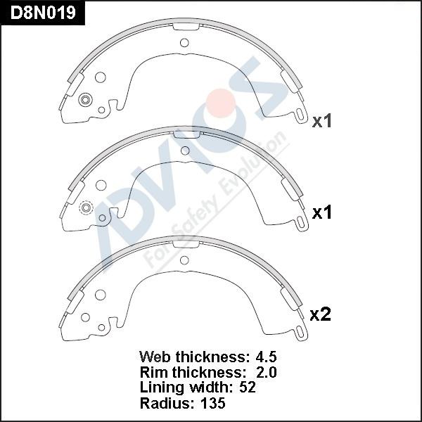 Advics D8N019 - Kit ganasce freno autozon.pro