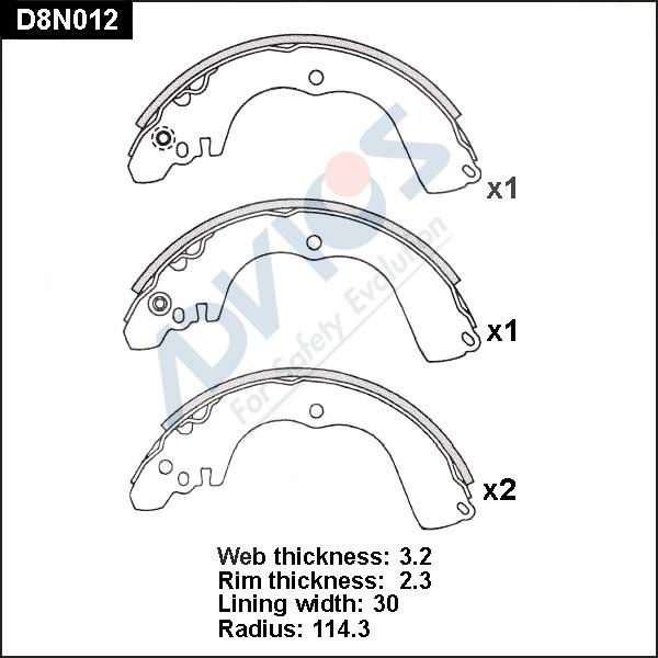 Advics D8N012 - Kit ganasce freno autozon.pro