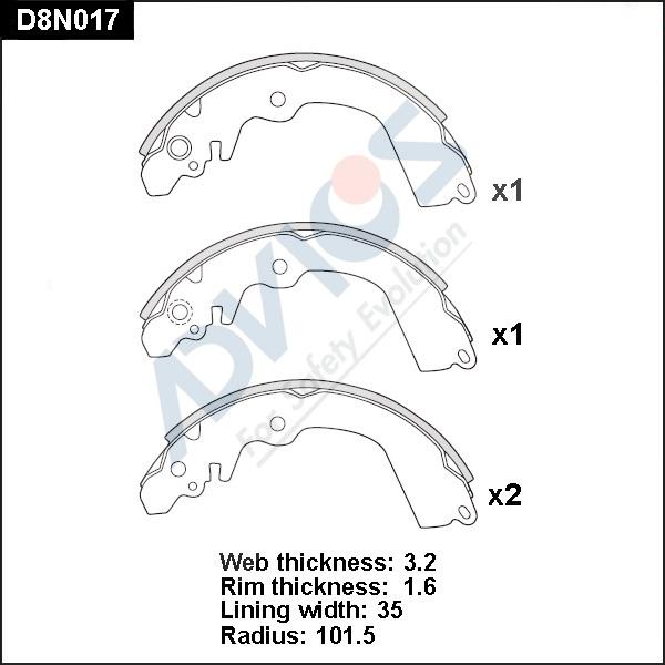 Advics D8N017 - Kit ganasce freno autozon.pro