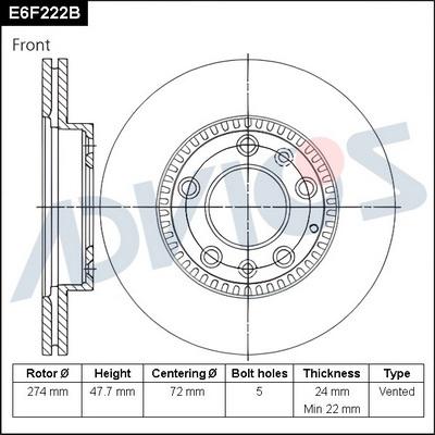 Advics E6F222B - Discofreno autozon.pro