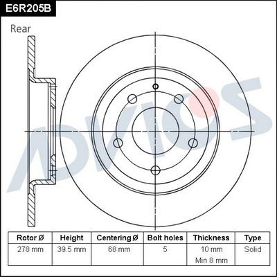 Advics E6R205B - Discofreno autozon.pro