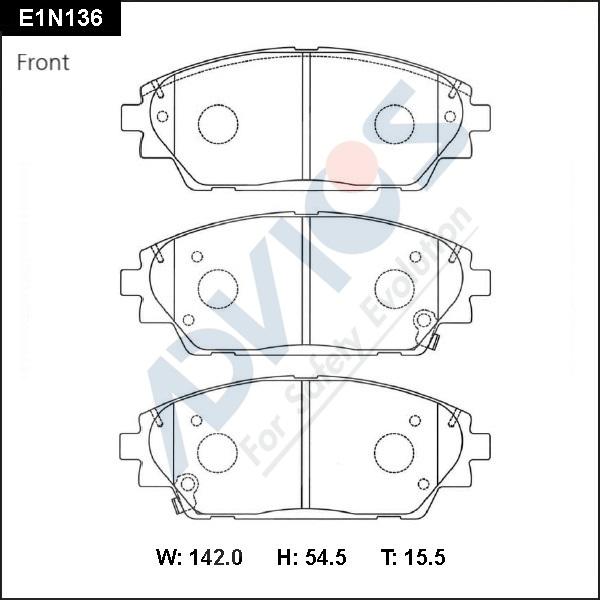 Advics E1N136 - Kit pastiglie freno, Freno a disco autozon.pro