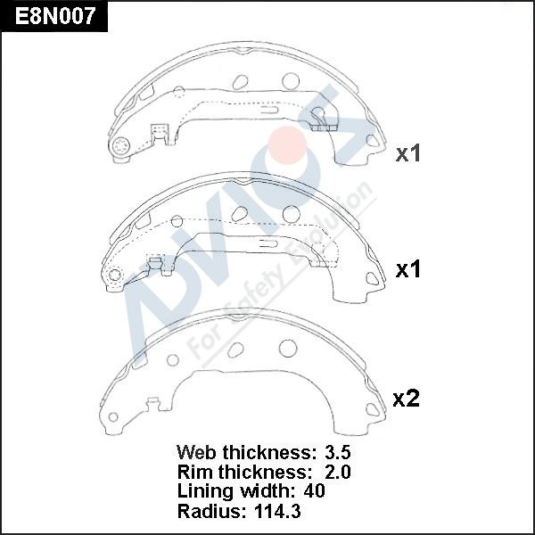 Advics E8N007 - Kit ganasce freno autozon.pro