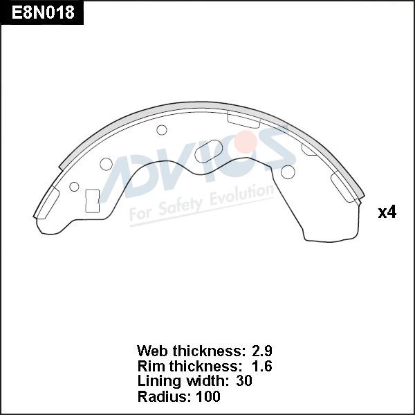 Advics E8N018 - Kit ganasce freno autozon.pro