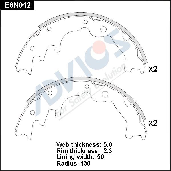 Advics E8N012 - Kit ganasce freno autozon.pro