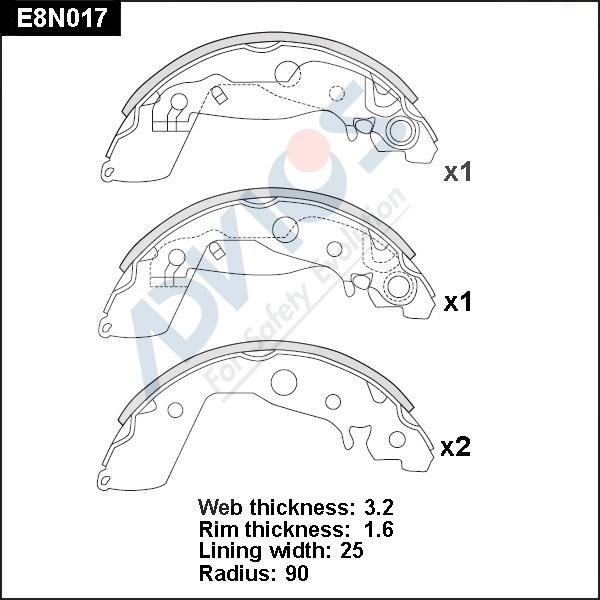 Advics E8N017 - Kit ganasce freno autozon.pro