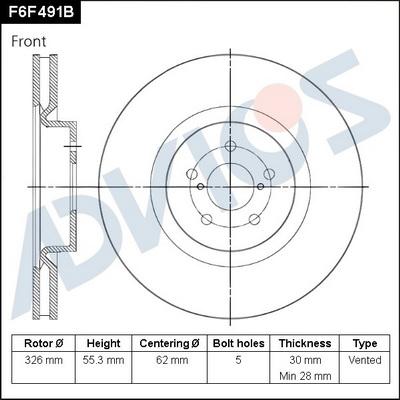 Advics F6F491B - Discofreno autozon.pro