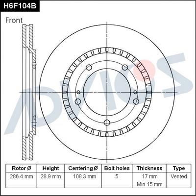 Advics H6F104B - Discofreno autozon.pro