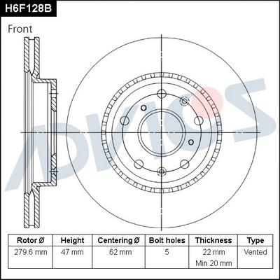 Advics H6F128B - Discofreno autozon.pro