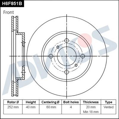 Advics H6F851B - Discofreno autozon.pro