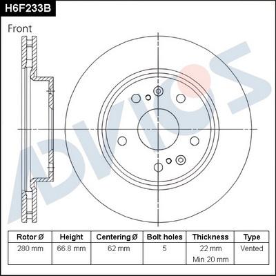 Advics H6F233B - Discofreno autozon.pro