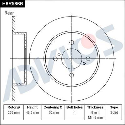 Advics H6R586B - Discofreno autozon.pro