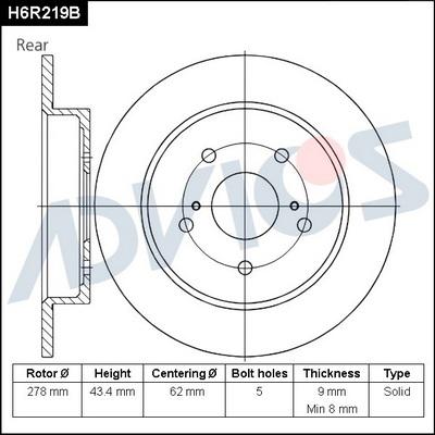 Advics H6R219B - Discofreno autozon.pro