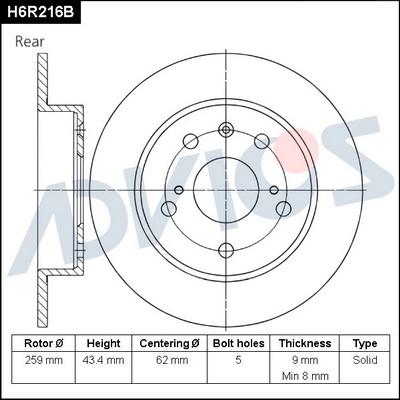 Advics H6R216B - Discofreno autozon.pro