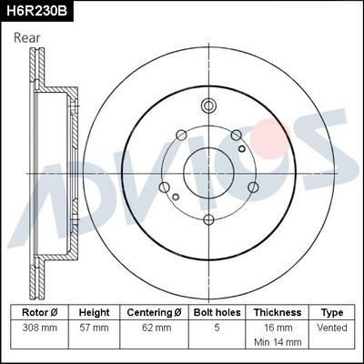 Advics H6R230B - Discofreno autozon.pro