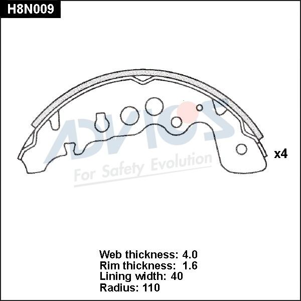 Advics H8N009 - Kit ganasce freno autozon.pro