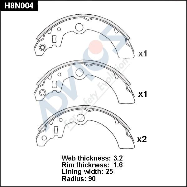 Advics H8N004 - Kit ganasce freno autozon.pro