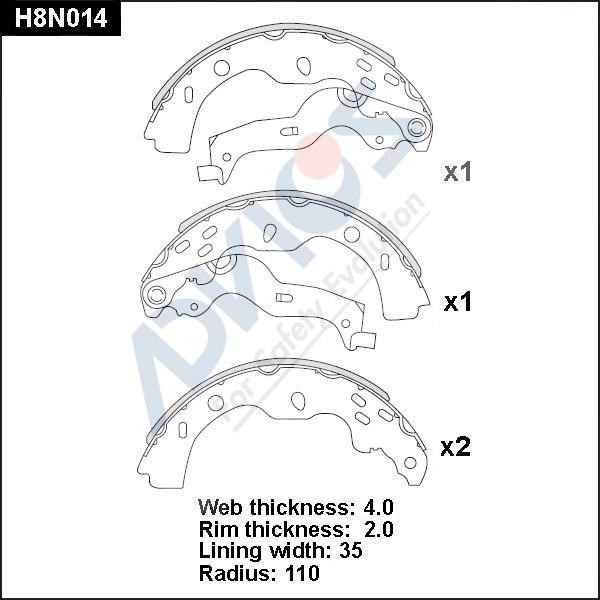 Advics H8N014 - Kit ganasce freno autozon.pro