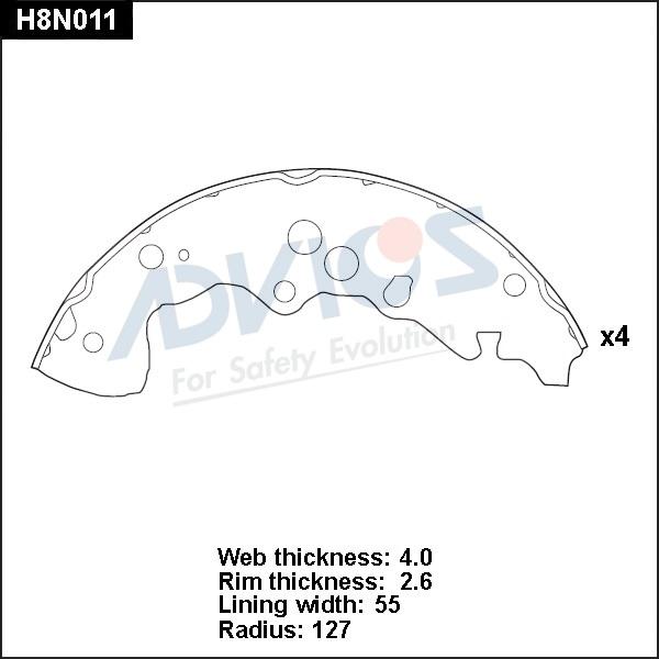 Advics H8N011 - Kit ganasce freno autozon.pro