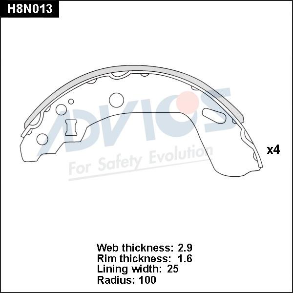 Advics H8N013 - Kit ganasce freno autozon.pro