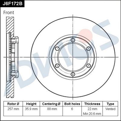 Advics J6F172B - Discofreno autozon.pro