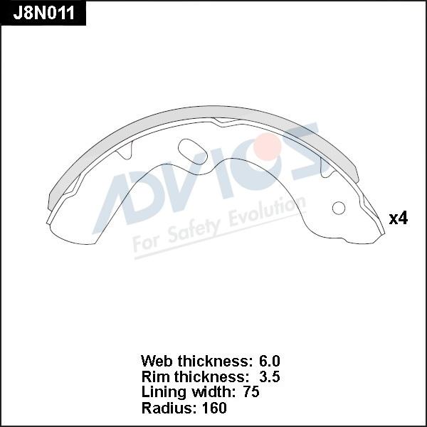 Advics J8N011 - Kit ganasce freno autozon.pro