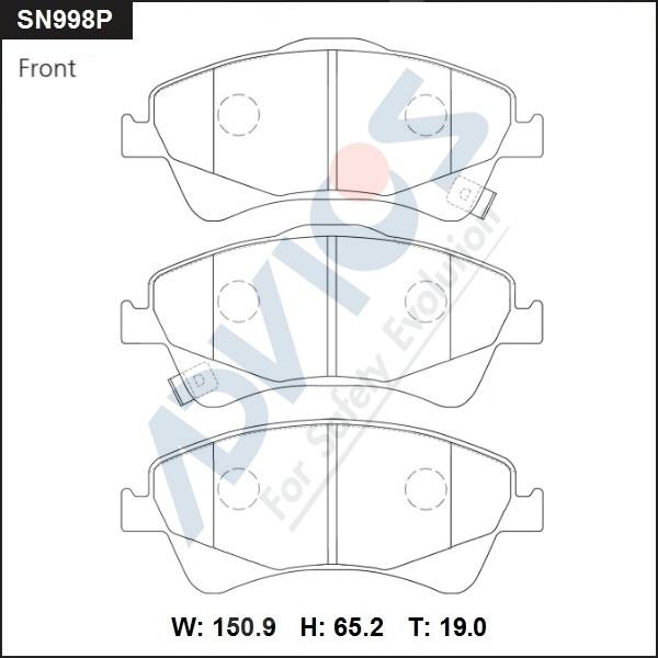 Advics SN998P - Kit pastiglie freno, Freno a disco autozon.pro