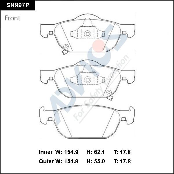 Advics SN997P - Kit pastiglie freno, Freno a disco autozon.pro