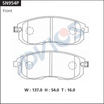 Advics SN954P - Kit pastiglie freno, Freno a disco autozon.pro