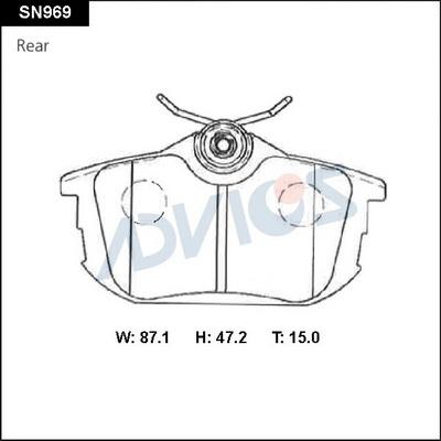 Advics SN969 - Kit pastiglie freno, Freno a disco autozon.pro