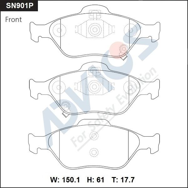 Advics SN901P - Kit pastiglie freno, Freno a disco autozon.pro