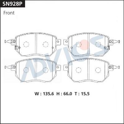 Advics SN928P - Kit pastiglie freno, Freno a disco autozon.pro