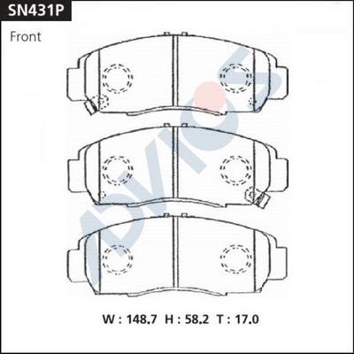 Advics SN431P - Kit pastiglie freno, Freno a disco autozon.pro