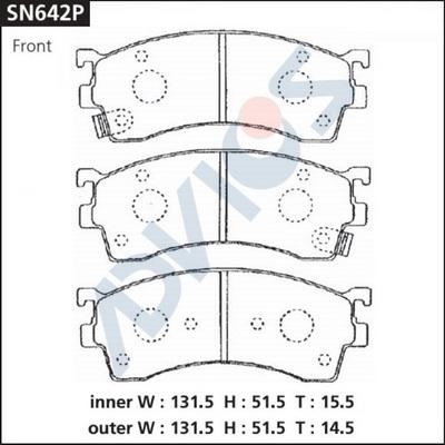 Advics SN642P - Kit pastiglie freno, Freno a disco autozon.pro