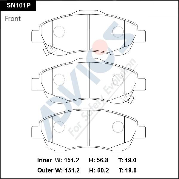 Advics SN161P - Kit pastiglie freno, Freno a disco autozon.pro