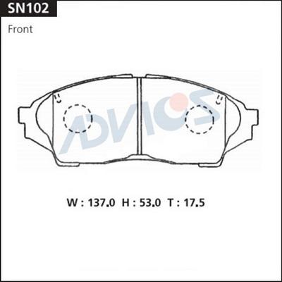 Advics SN102 - Kit pastiglie freno, Freno a disco autozon.pro