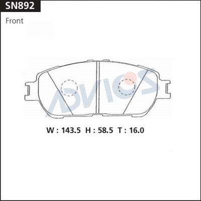 Advics SN892 - Kit pastiglie freno, Freno a disco autozon.pro