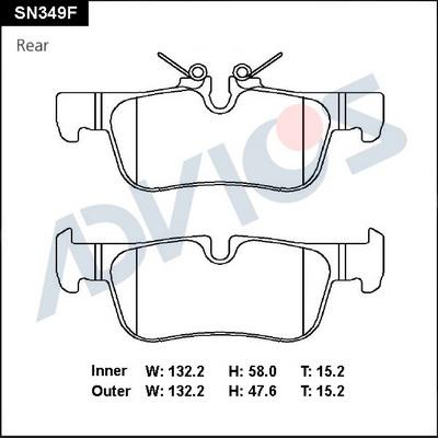 Advics SN349F - Kit pastiglie freno, Freno a disco autozon.pro