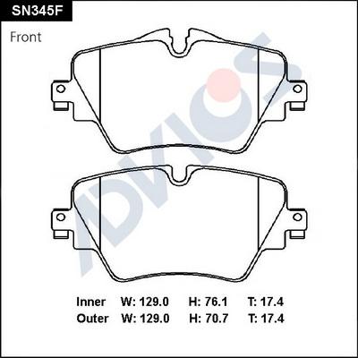 Advics SN345F - Kit pastiglie freno, Freno a disco autozon.pro