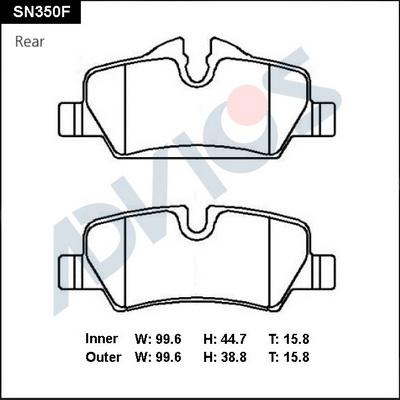 Advics SN350F - Kit pastiglie freno, Freno a disco autozon.pro