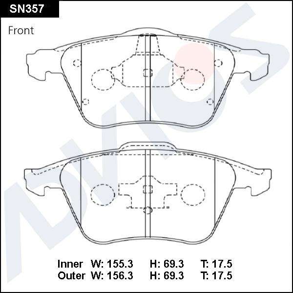 Advics SN357 - Kit pastiglie freno, Freno a disco autozon.pro